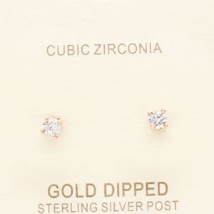 Gold Dipped 3MM CZ Round Stud Earring